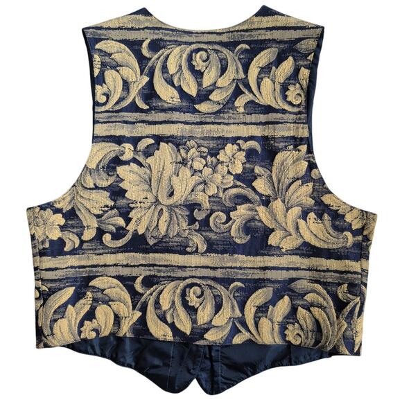 VTG Tapestry Vest Women Large Academia Preppy Old Money Tailored Floral Grunge - Picture 2 of 4